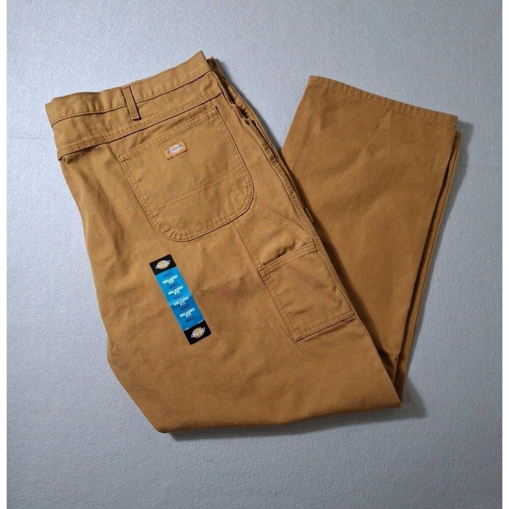 Dickies Men's 46x32 Carpenter Pants Relaxed Fit Duck Canvas 9-Pocket Pant Brown